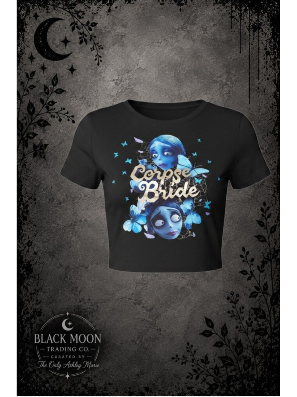 Killstar Corpse Bride Shrunken Tee Black NWT Gothic Graphic Crop Top